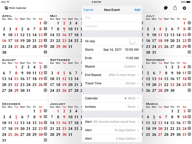 one year calender