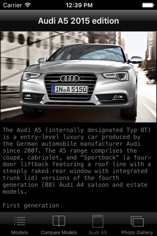 Specs for Audi A5 2015 edition screenshot 4