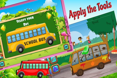 School Bus Repair – Fix damaged vehicles in this mechanic shop game screenshot 2