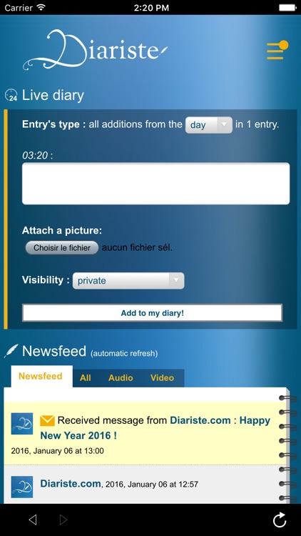 Diariste.com - Diary, Personal journal screenshot-1