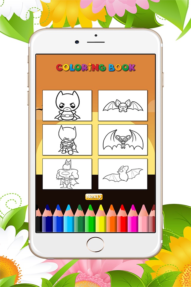 The Bat Coloring Book: Learn to color and draw a bat man, Free games for children screenshot 2