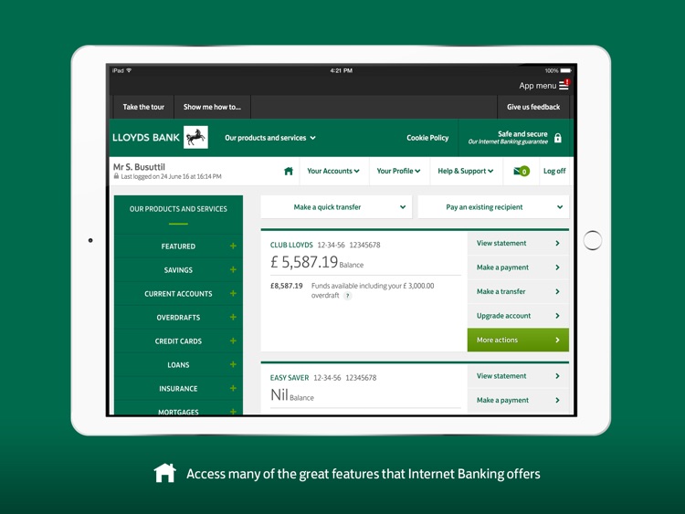 Lloyds Bank Express Logon for iPad