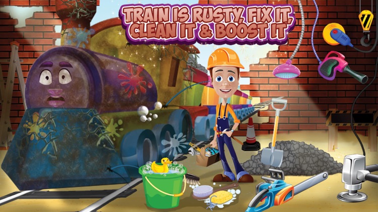 Kids train wash & repair – Fix locomotive in this mechanic garage game for kids