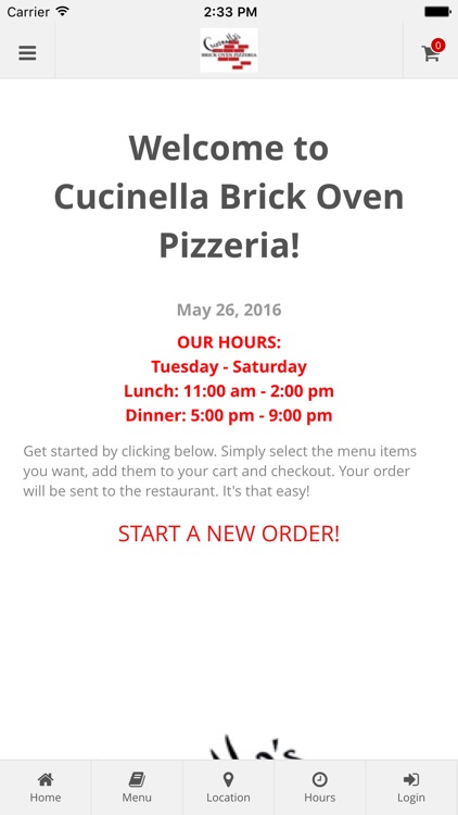 Cucinella Brick Oven Pizzeria Ordering