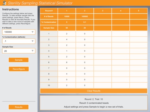 S4 — Sterility Sampling Statistical Simulator screenshot 2