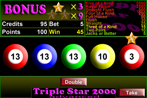 Triple Star 2000 Videopoker screenshot 3