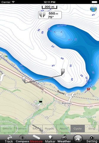 Sempachersee Hallwilersee und Baldeggersee GPS Navi Karte für bootfahren angeln und segeln screenshot 2