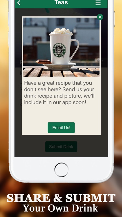 Secret Menu for Starbucks - Coffee, Tea, Cold & Hot Drinks Recipes card Prices and Locations