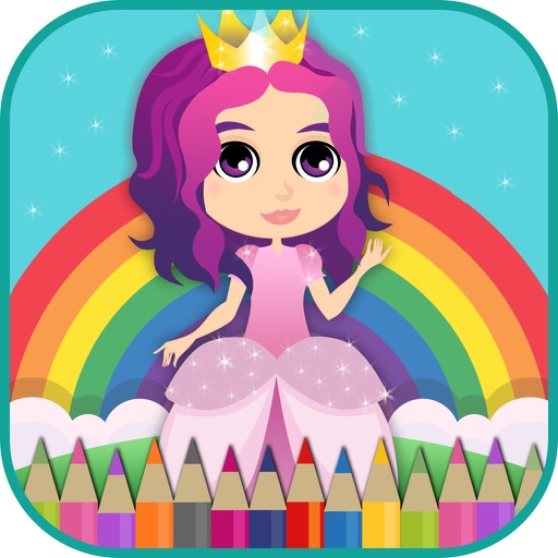 Princess Coloring Book Fun For Kids Icon