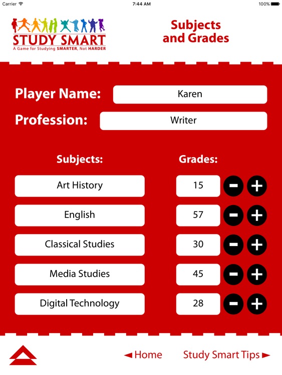 Study Smart Player Sheet