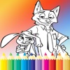 Coloring Book For Kid Education Game - Nick and Judy Edition Drawing And Painting Free Game HD