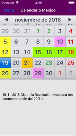 Calendario México 2019 NoAds(圖1)-速報App