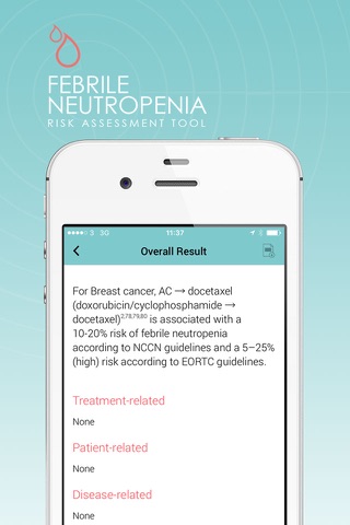 Febrile Neutropenia Risk Tool screenshot 4