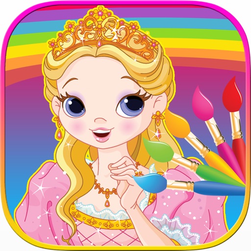 Preschool edu paint-Free A Coloring Book of princess for Children iOS App