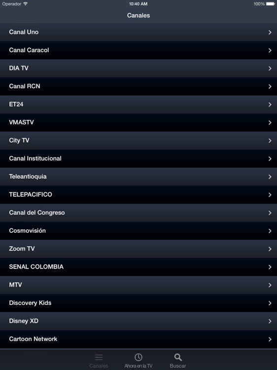 Televisión de Colombia para iPad