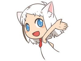 The white cat with black tail "Coko" that are magically become mankind's little girl