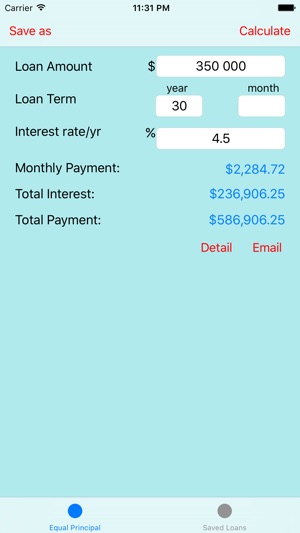 Loan Manager: Calculate loans with Equal