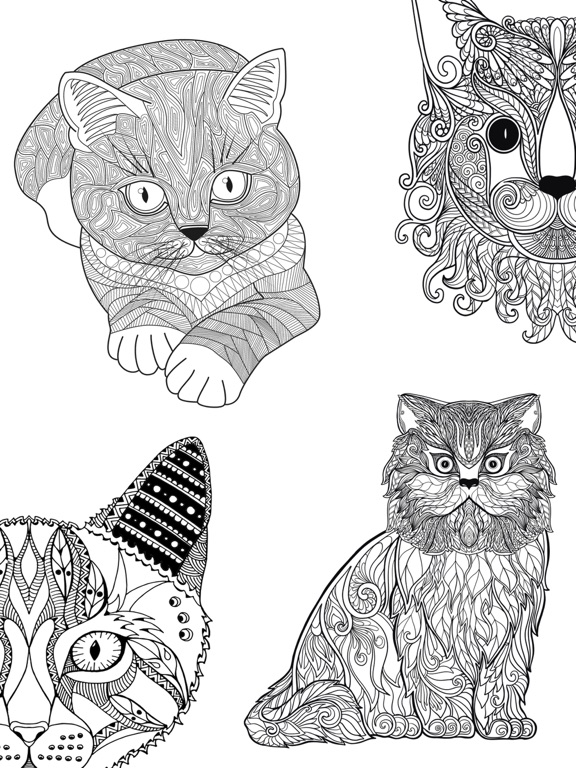 Cats & kittens - Mandalas coloring book for adults screenshot 4