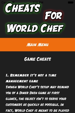 Cheats Guide For World Chef screenshot 2