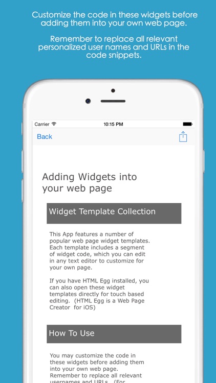 Add Widgets into Websites -  HTML Egg Templates