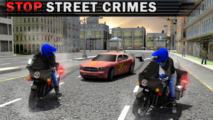 警方自行车巡逻犯罪大通3D枪射击游戏- Police Bike Crime Chase Game screenshot 4