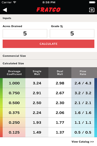 Fratco Drainage Calculator screenshot 2