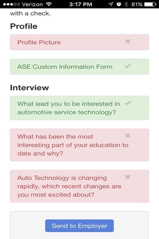 ASE Student Career Link screenshot 2