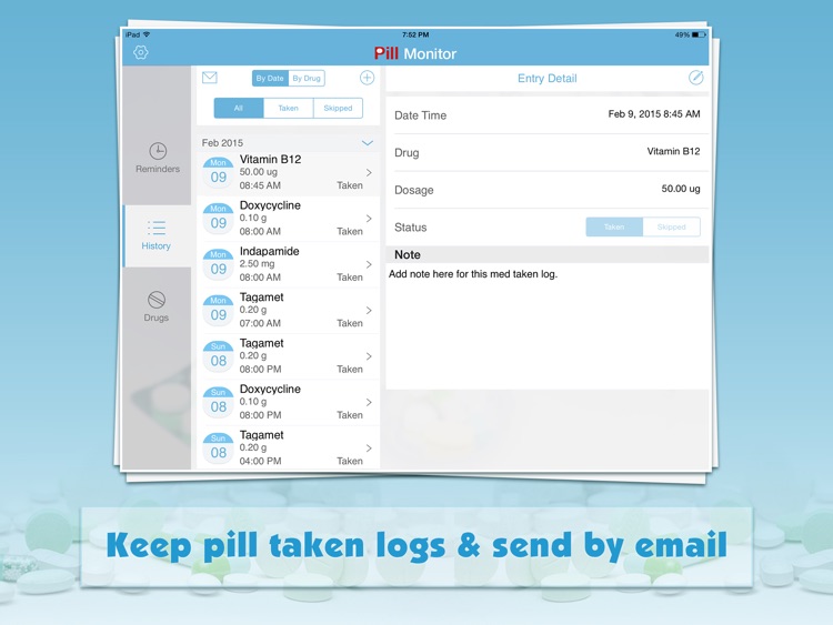 Pill Monitor for iPad - Medication Reminder & Log
