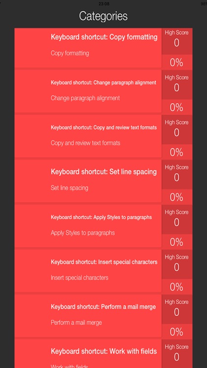 Quiz Shortcuts for MS Word 2016