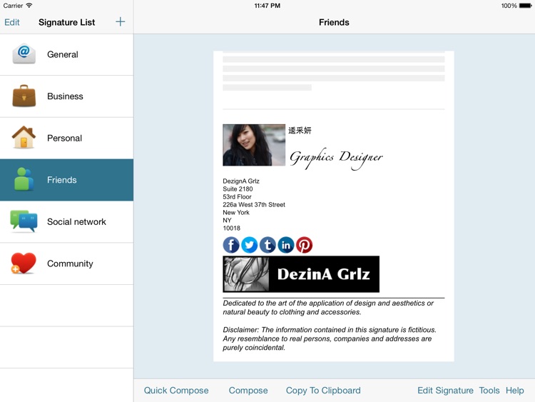 Email Signature iPad Edition