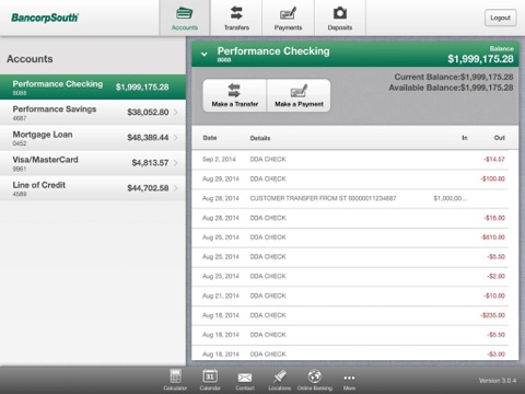BancorpSouth Mobile for iPad screenshot 3