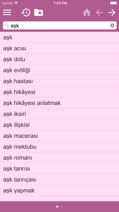 Turkish-English dictionary screenshot 3