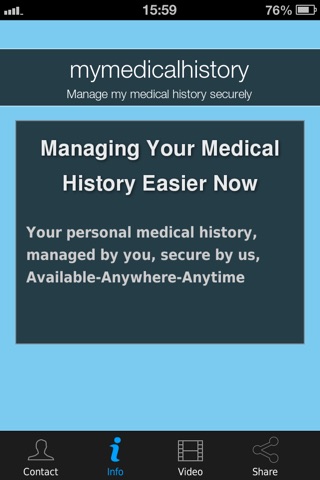 mymedicalhistory. screenshot 2