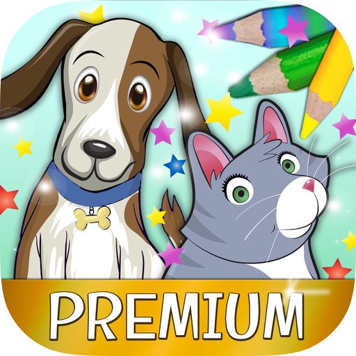 Paint pets in coloring book - Premium icon