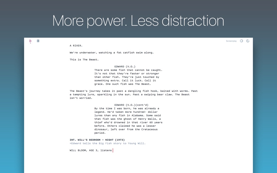 Highland 2.0.5  Powerful, straightforward screenwriting app