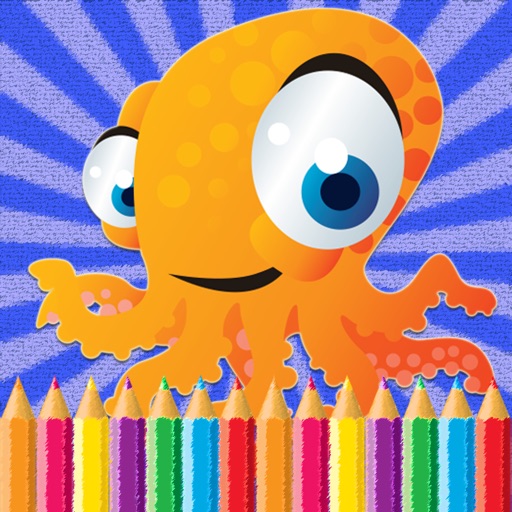 Sea Animal Coloring Pages Kids Painting Game Icon