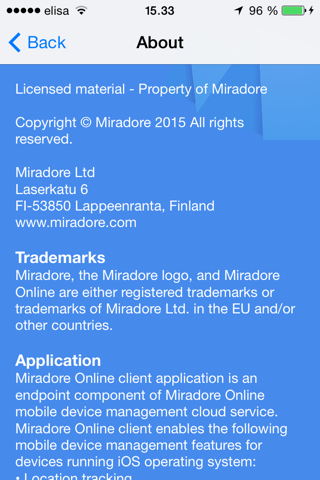 Screenshot of Miradore Online client