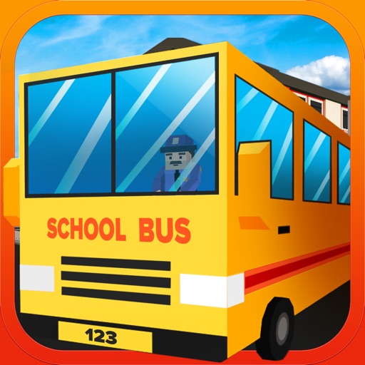 Blocky Urban City School Bus 3D Icon