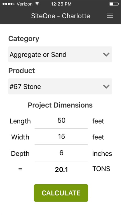 SiteOne Calculator