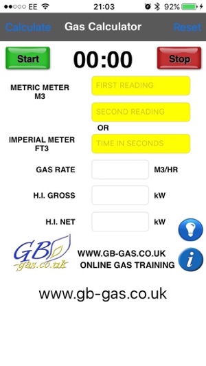 GB Gas Heat Input Calculator