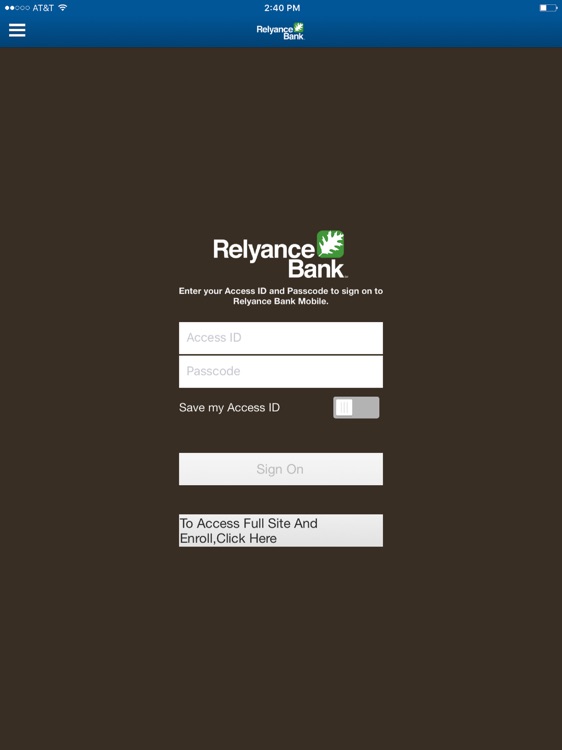 Relyance Bank for iPad