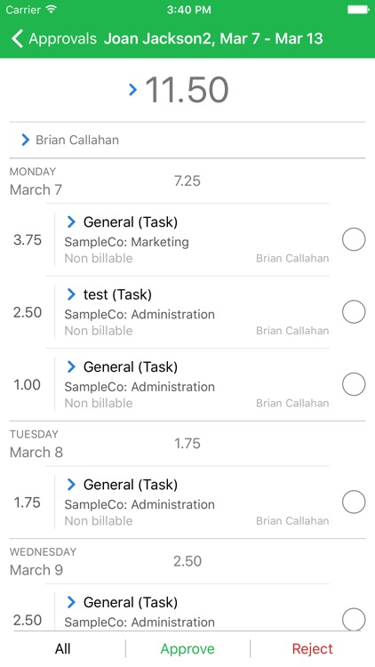 Nexonia Timesheets