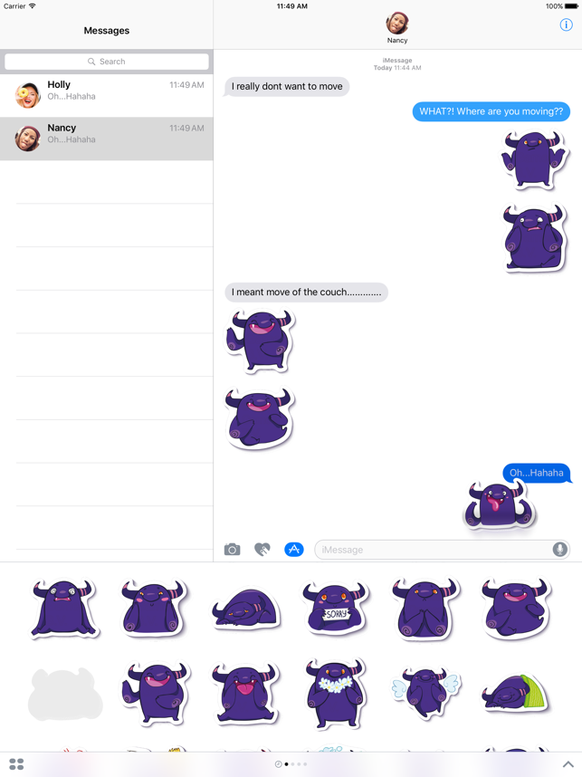 ‎Crazy Purple Monster - Stickers for iMessage Screenshot