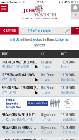 Job Watch - Emplois horlogers(圖5)-速報App