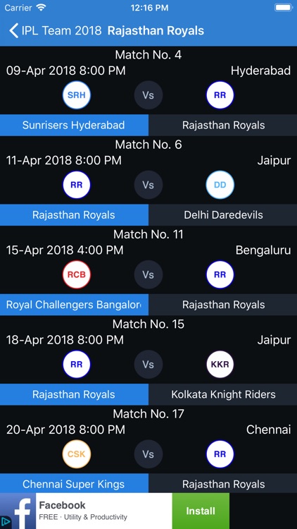 IPL Schedule and Team 2018 screenshot-3