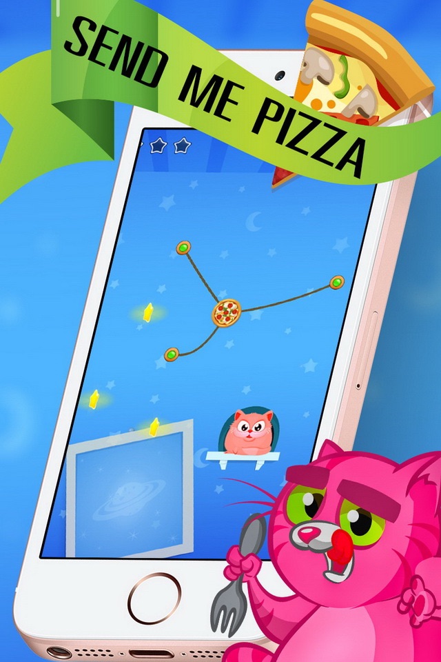 Kitty Care - Help cute Cat by cut Pizza on the rope and feed them screenshot 3