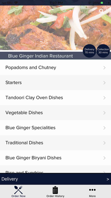 How to cancel & delete Blue Ginger Indian Restaurant from iphone & ipad 1