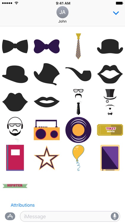 Hipster Mustache, Beard and Glasses Stickers