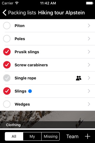 Mammut Packing List screenshot 2