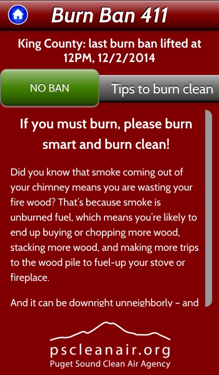 Burn Ban 411 - Real-time air quality burn ban status